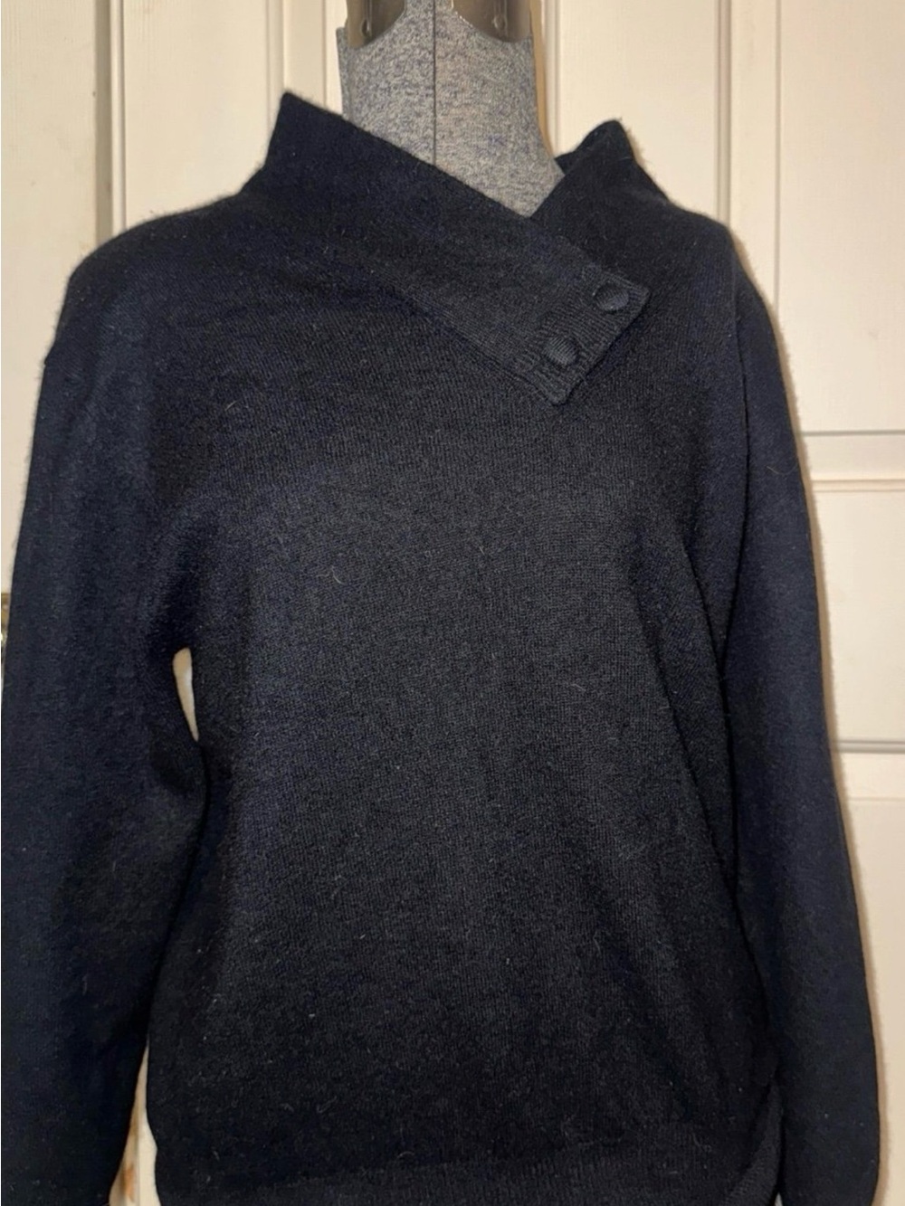 SML Sport Black Asymmetrical Button-Neck Women's Sweater